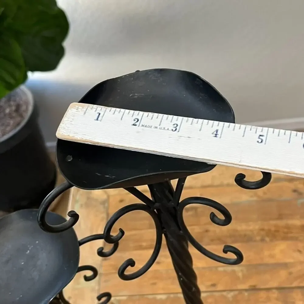 Vintage Black Metal Scroll Candle Holders Stand